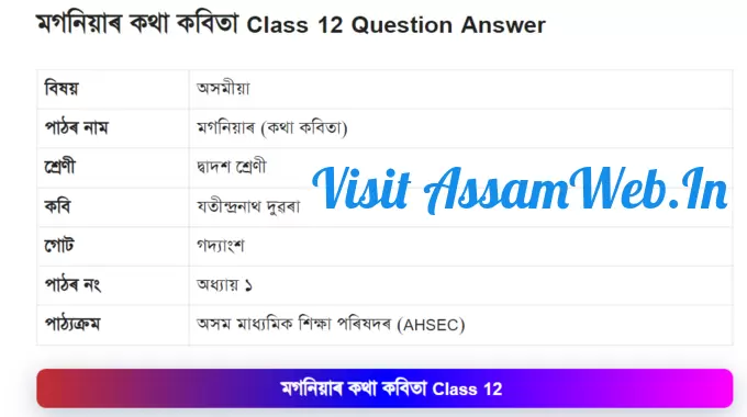 মগনিয়াৰ কথা কবিতা